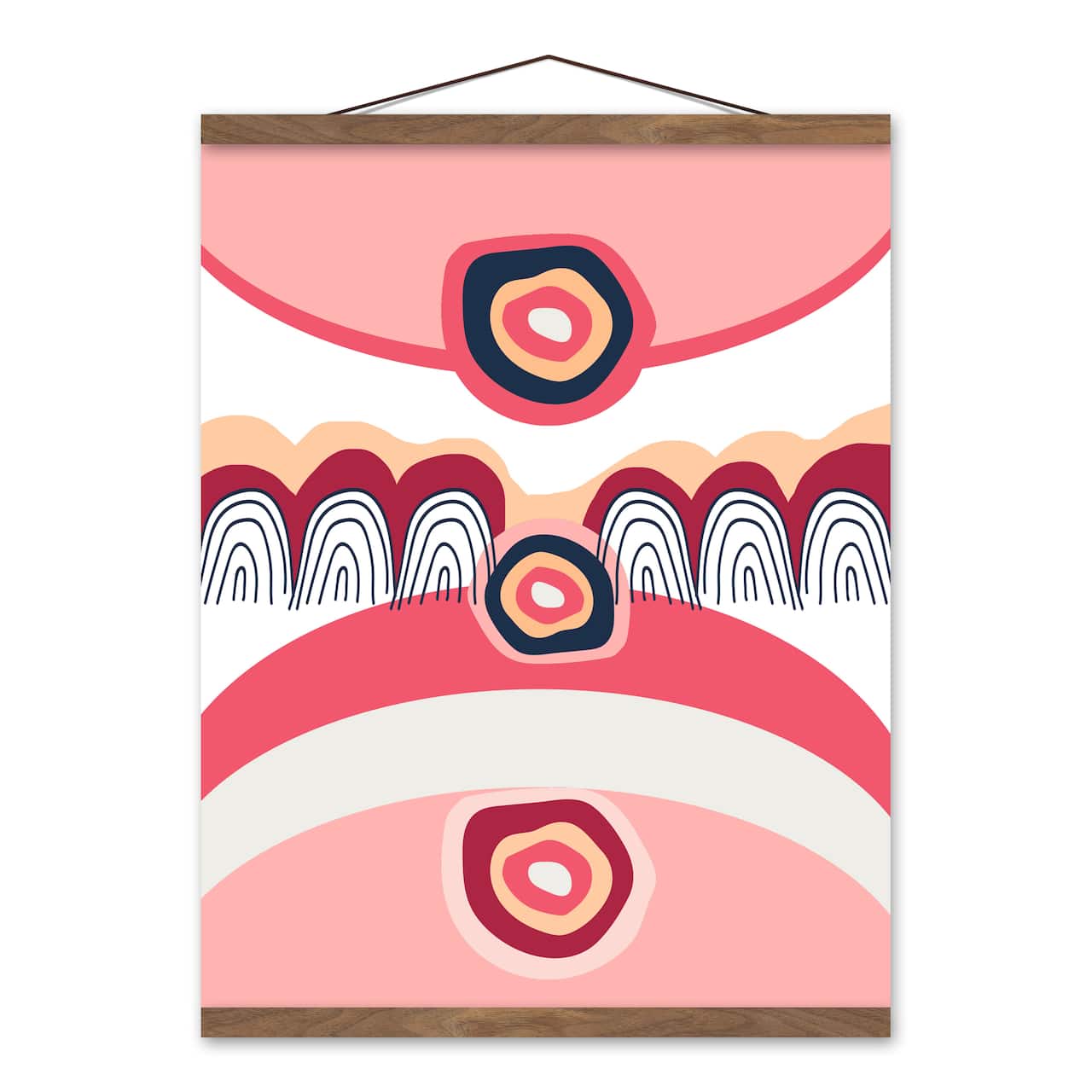 Funky Wave Pattern 16" x 20" Teak Hanging Canvas